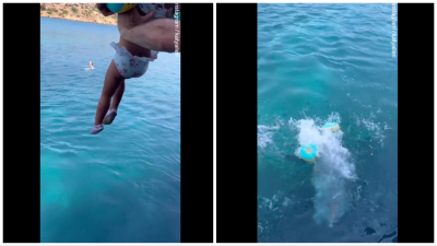 Σοκαριστικό βίντεο με ανεύθυνο άνδρα που πετάει κοριτσάκι στη θάλασσα και του φεύγουν τα μπρατσάκια