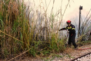 Υπό μερικό έλεγχο πυρκαγιά σε αγροτική περιοχή στη Λάρισα