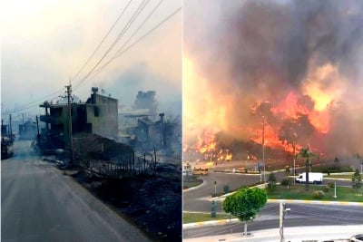 Συγκλονίζουν οι εικόνες από πυρκαγιές στην Τουρκία, τραυματίες και καμένα σπίτια (βίντεο)
