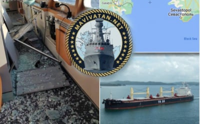 Τουρκικό πλοίο χτυπήθηκε από οβίδα στη Μαύρη Θάλασσα