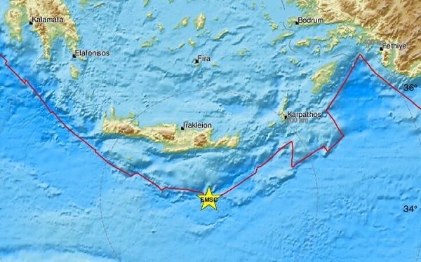 Σεισμός στην Κρήτη εντάσεως 4,6 Ρίχτερ