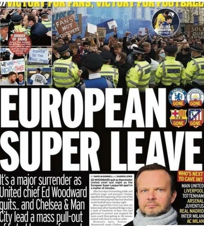 European Super League katarreusi typos Daily Mirror