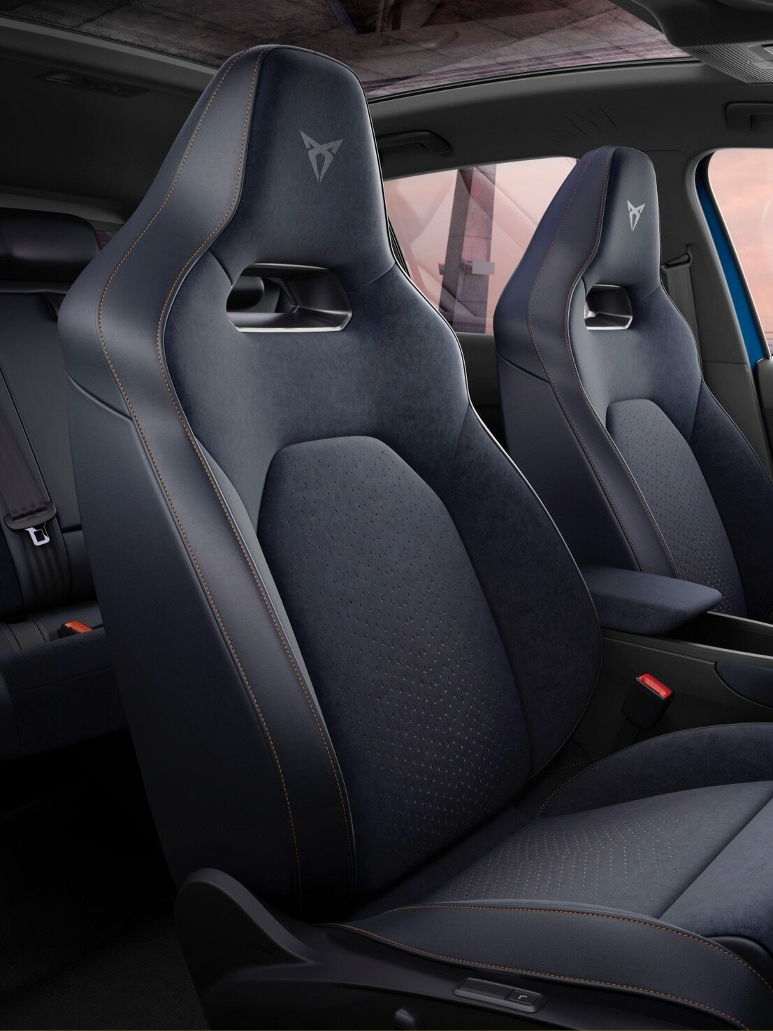 cupra born with the dinamica bucket seat upholstery