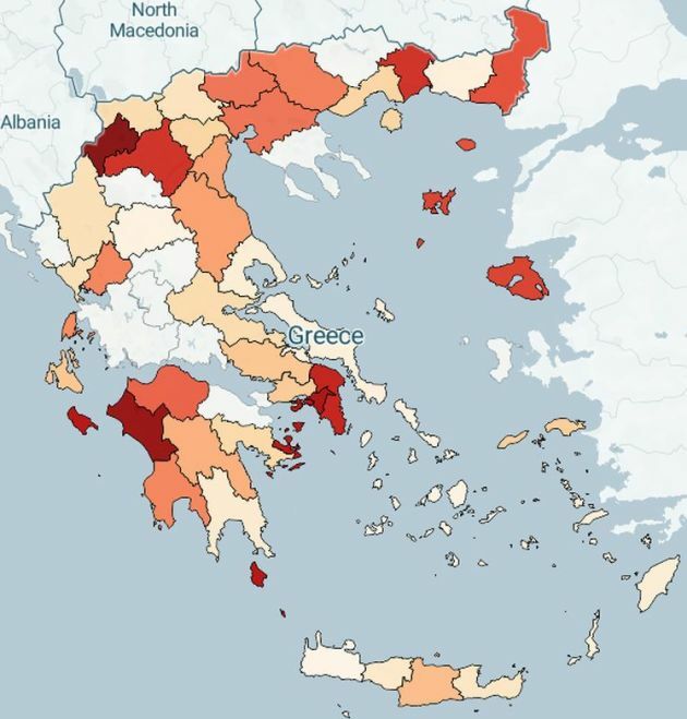live χαρτης κορονοϊος ελλάδα κρουσματα περιοχές νεκροί