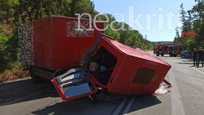 Θανατηφόρο τροχαίο στα Χανιά: Φορτηγό κόπηκε στα δύο μετά από σύγκρουση με αμάξι