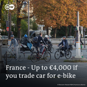 Γαλλία: Επιδότηση 4.000 ευρώ για απόσυρση αυτοκινήτου και αγορά ηλεκτρικού ποδηλάτου