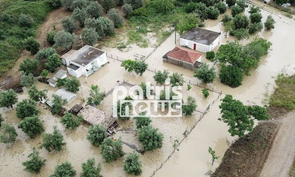 Ηλεία: Πλημμύρες και προβλήματα σε κεντρικές οδούς λόγω βροχοπτώσεων (vid)