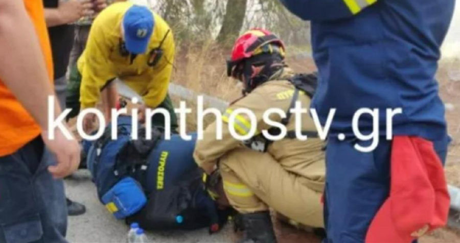 Φωτιά στο Κατακάλι Κορινθίας: Λιποθύμησε πυροσβέστης