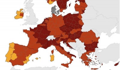Χάρτης ECDC: Όλη η Ελλάδα παραμένει στο &quot;κόκκινο&quot;