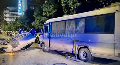 Θεσσαλονίκη: Σύγκρουση αυτοκινήτου με κλεμμένο λεωφορείο - Ένας τραυματίας