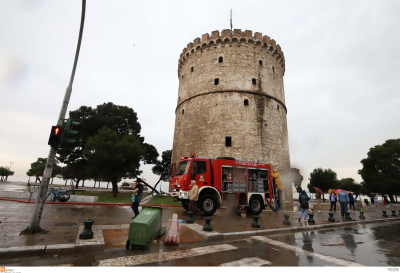 Κακοκαιρία Daniel: Μήνυμα 112 στη Θεσσαλονίκη, «περιορίστε δραστικά τις μετακινήσεις»