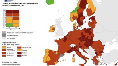 Ο νέος χάρτης του ECDC: Στο «κόκκινο» όλη η Ελλάδα