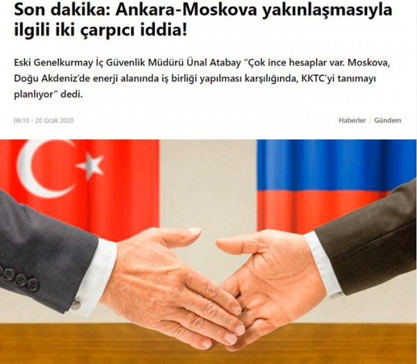 Δημοσίευμα βόμβα τουρκικής εφημερίδας: Η Ρωσία θα αναγνωρίσει το ψευδοκράτος