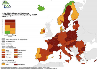 Χάρτης ECDC: Στο «κόκκινο» η Ελλάδα, σε «βαθύ κόκκινο» Αττική και Δυτική Μακεδονία