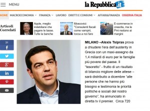 La Repubblica: Οικονομία και μέρισμα ύψους 1,4 δισ ευρώ ευνοεί τον Τσίπρα στις δημοσκοπήσεις