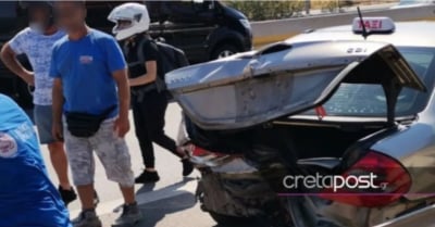 Κρήτη - Νέο τροχαίο ατύχημα: Αυτοκίνητο «καρφώθηκε» σε ταξί