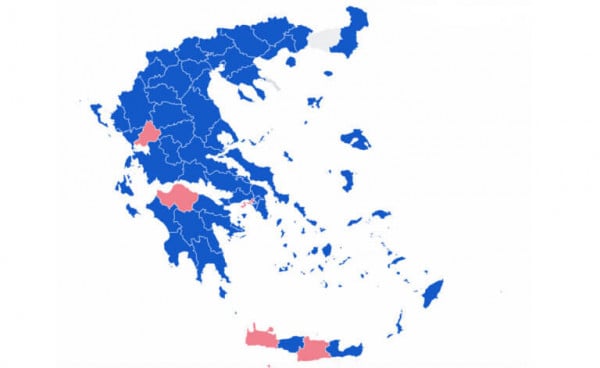Αποτελέσματα εκλογών 2019: Θρίαμβος της ΝΔ και στις περιφερειακές εκλογές - «Βάφτηκαν» μπλε οι 12 από τις 13 Περιφέρειες