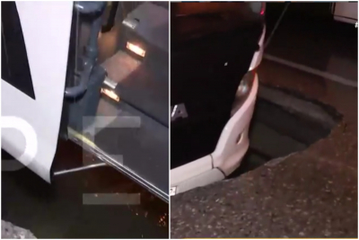 Κακοκαιρία «Μπάλλος»: Λεωφορείο έπεσε σε λακούβα 5 μέτρων, απίστευτες εικόνες (βίντεο)