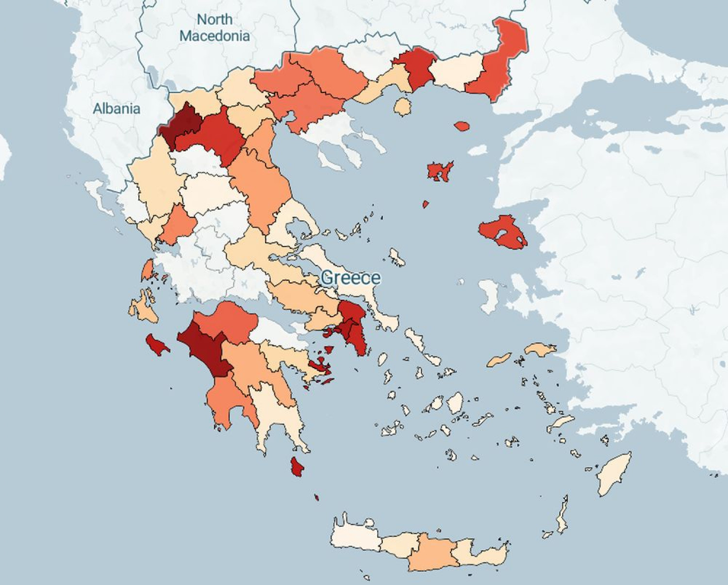 Live χάρτης για κορονοϊό σε Ελλάδα - Κρούσματα ανά περιοχή