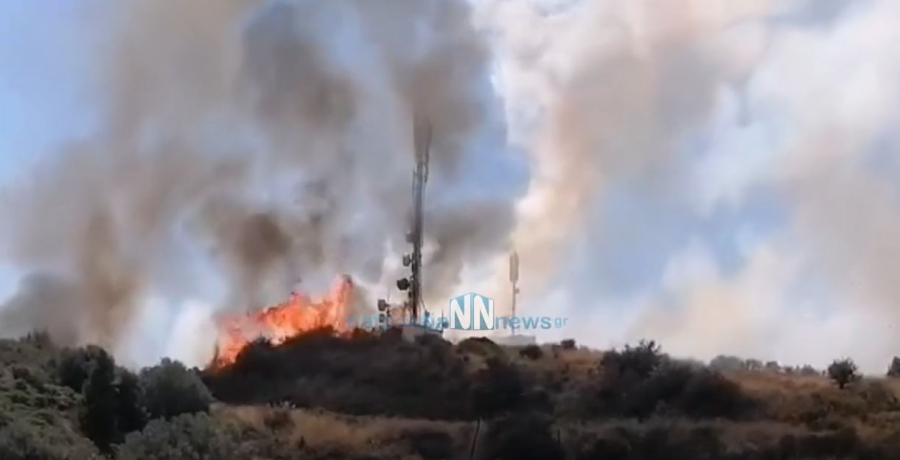 «Συναγερμός» στην Ναυπακτία: Φωτιά δίπλα σε κατοικημένη περιοχή (βίντεο)